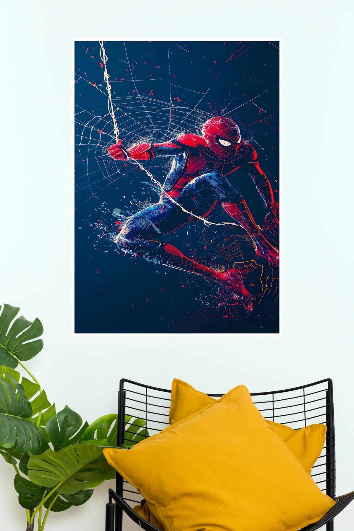 Spider-Man Web-Slinging Dynamic Splatter Art Paper Poster (Hollywood Poster)