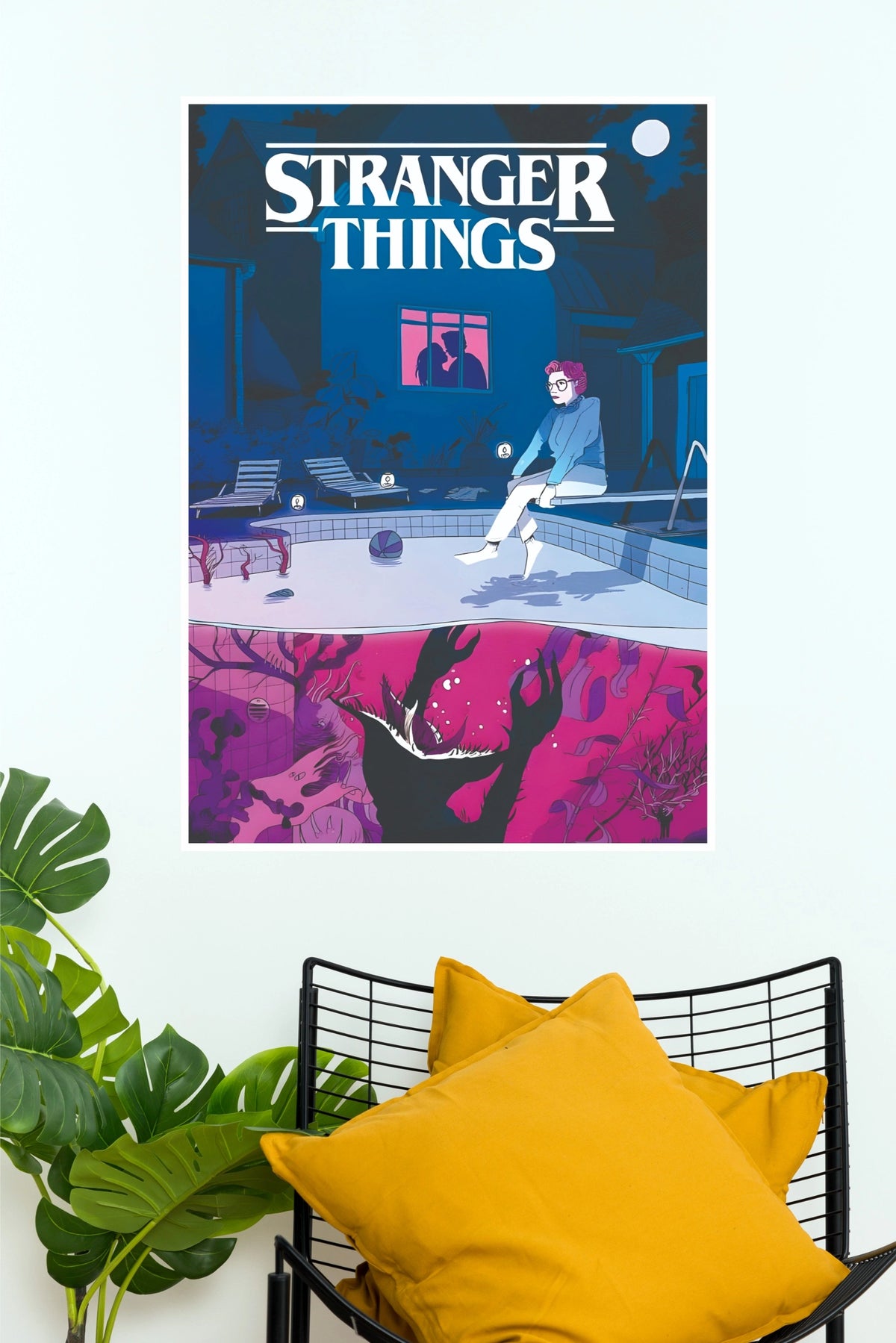 Stranger Things Barb Pool Scene Upside Down Illustrated Paper Poster(Hollywood poster )