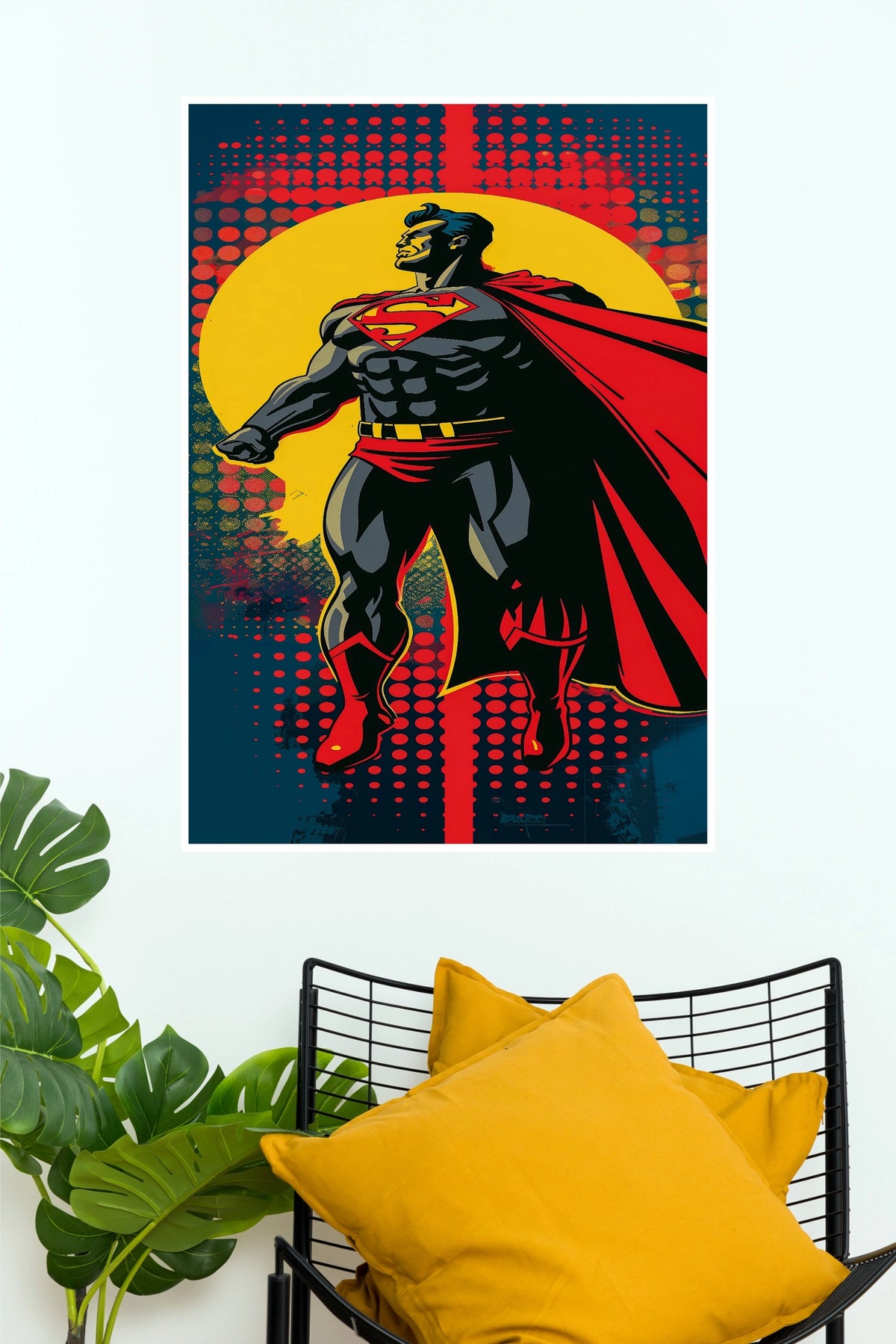 Superman and Pikachu Retro Mashup Graphic Paper Poster (Hollywood Poster)