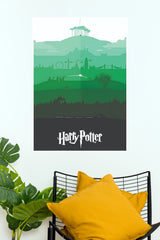 Harry Potter Green Minimalist Layered Landscape Paper Poster (Hollywood Poster)
