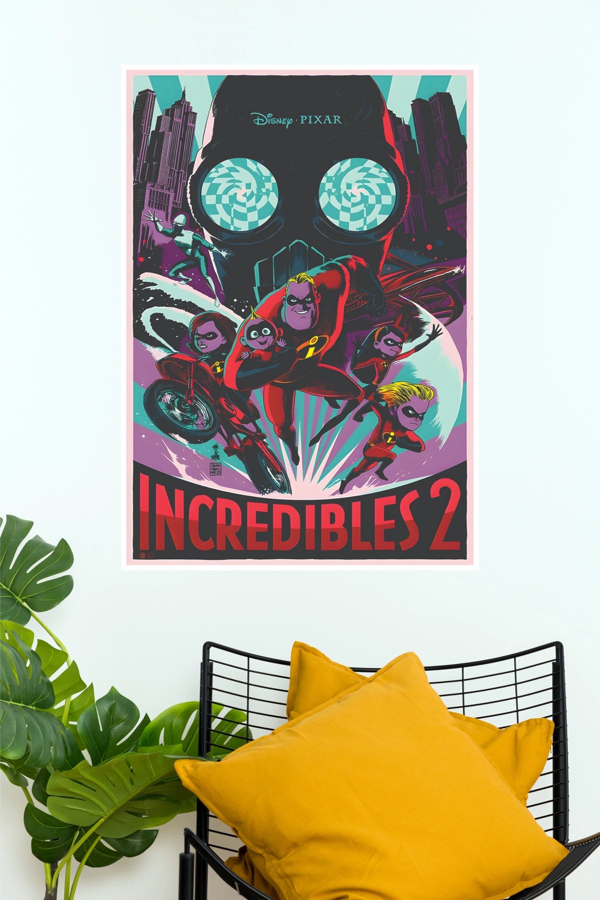Disney Pixar Incredibles 2 Retro Stylized Paper Poster (Hollywood Poster)