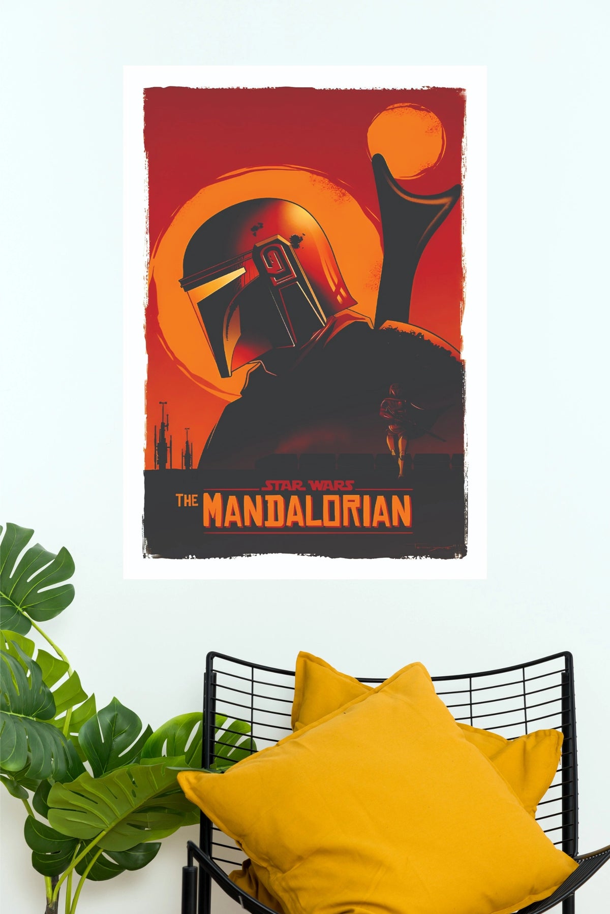 Star Wars: The Mandalorian Sunset Silhouette Graphic Paper Poster  (Hollywood Poster)