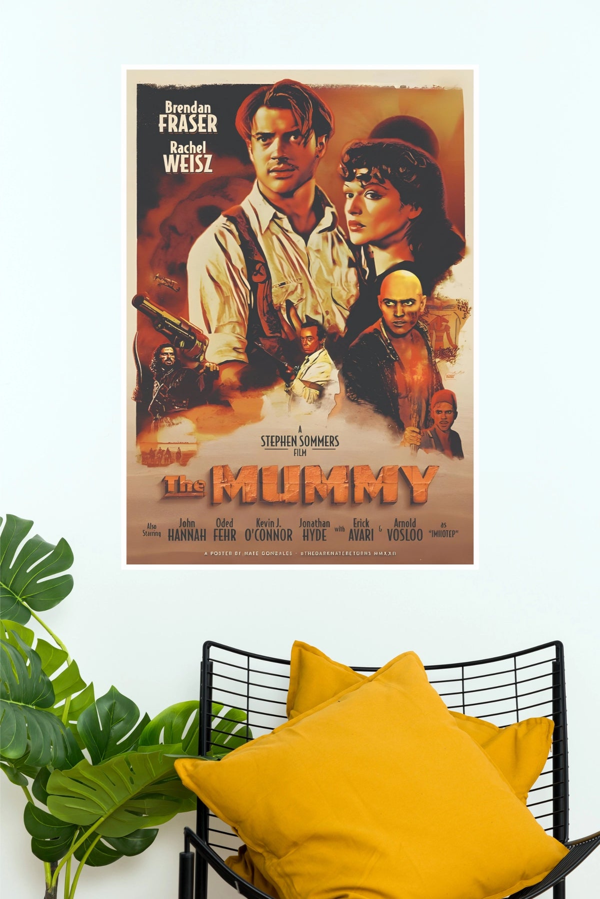 The Mummy 1999 Brendan Fraser Rachel Weisz Illustrated Paper Poster (Hollywood Poster)