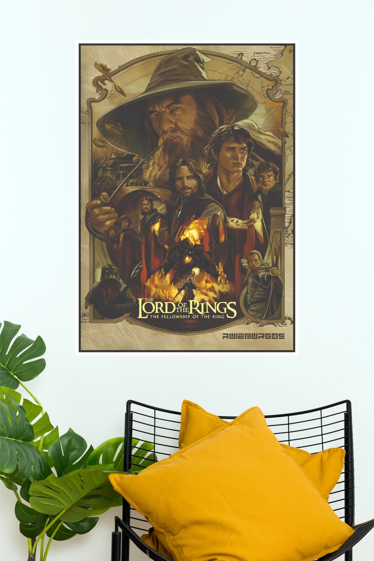 The Lord of the Rings: The Fellowship of the Ring Vintage Illustrated Paper Poster (Hollywood Poster)