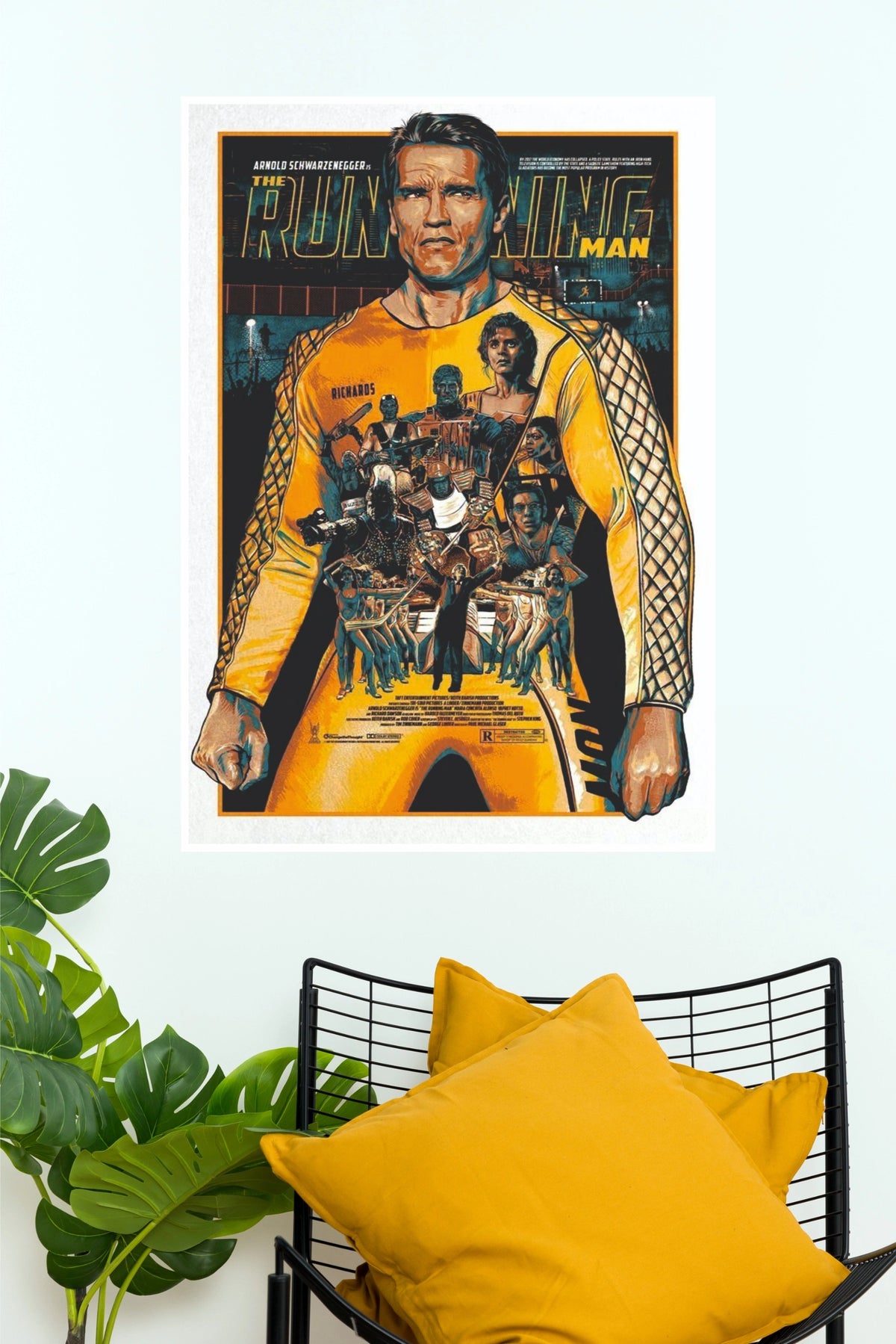 The Running Man 1987 Arnold Schwarzenegger Illustrated Paper Poster (Hollywood Poster)