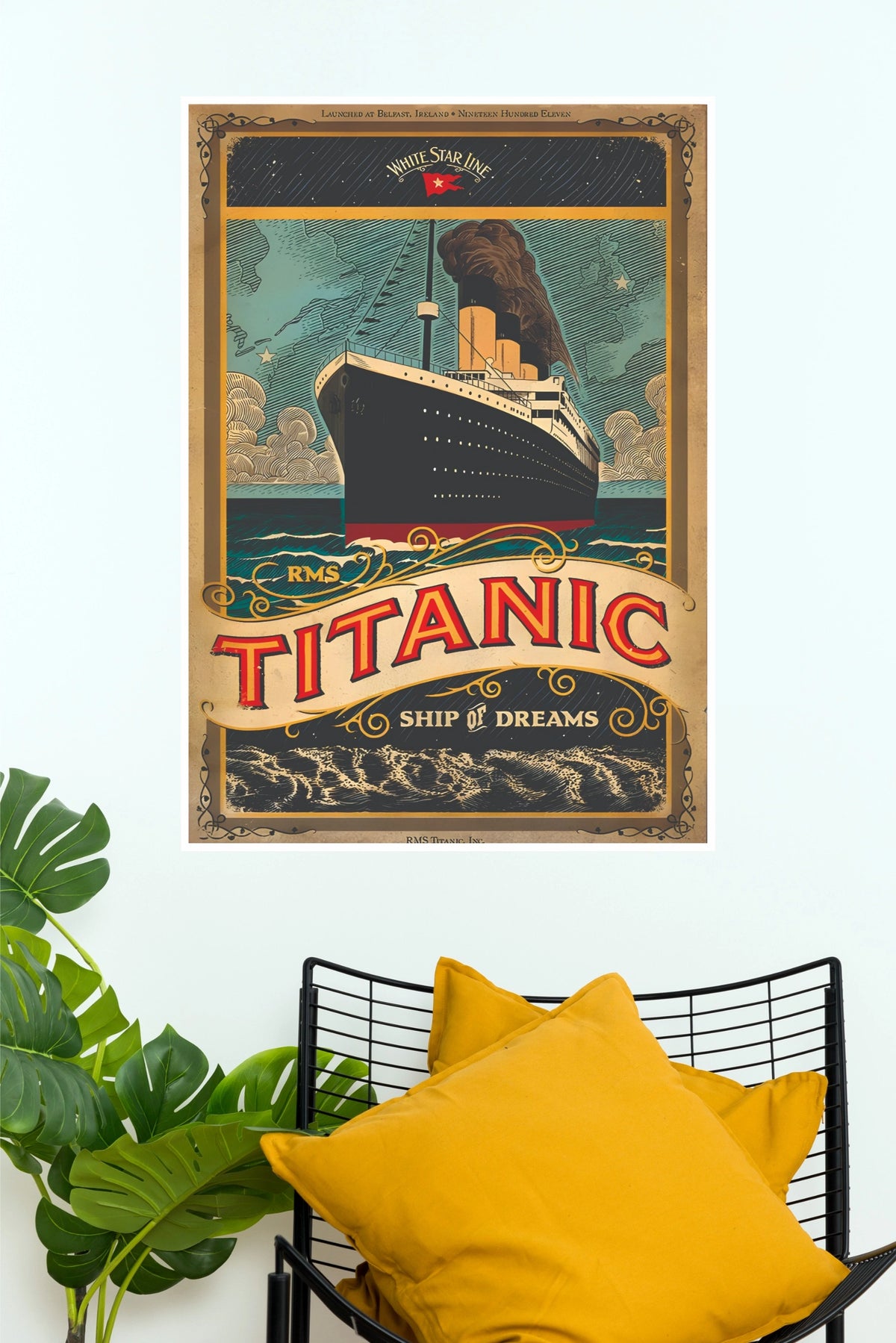 RMS Titanic Ship of Dreams White Star Line Vintage Travel Paper Poster (Hollywood Poster)
