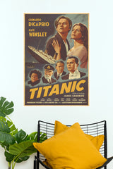 Titanic 1997 Illustrated Ensemble Movie Poster Leonardo DiCaprio & Kate Winslet Paper Print (Hollywood Poster)