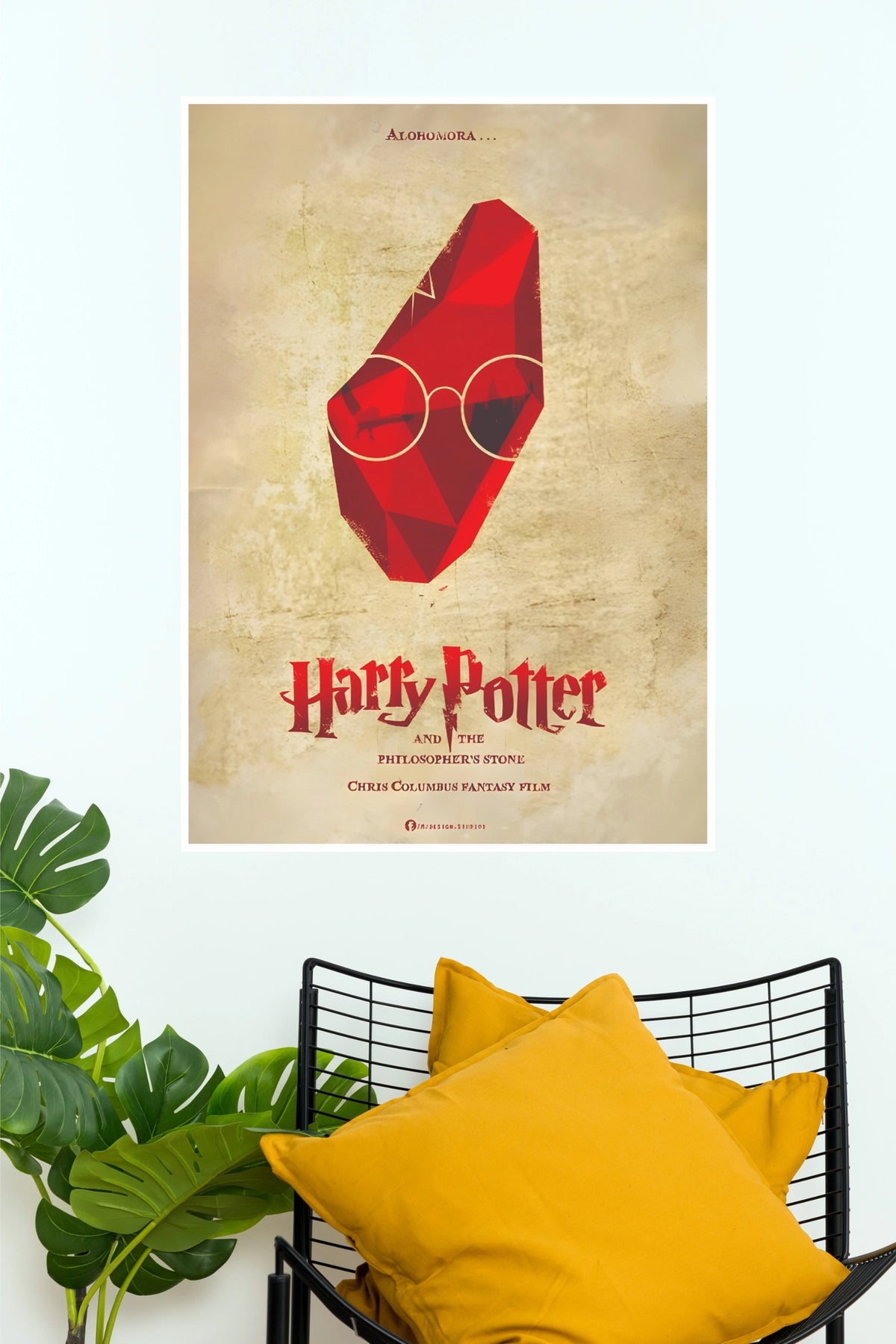 Harry Potter and the Philosopher's Stone Minimalist Ruby Paper Poster (Hollywood Poster)