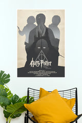 Harry Potter and the Deathly Hallows Golden Trio & Voldemort Silhouette Paper Poster (Hollywood Poster)