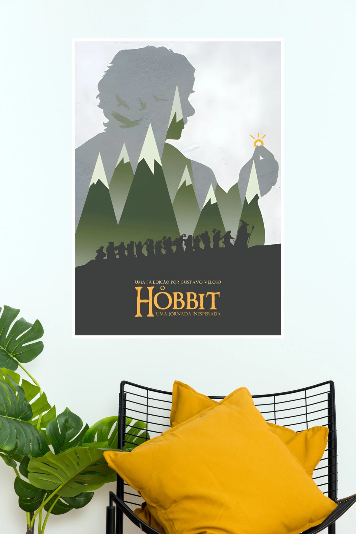 The Hobbit: An Unexpected Journey Bilbo & One Ring Double Exposure Minimalist Paper Poster (Hollywood Poster)