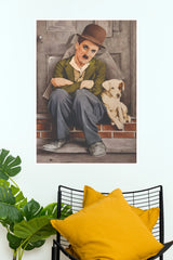 Charlie Chaplin The Tramp with Dog Movie Poster – Classic Silent Film Wall Art Print (Hollywood Poster)