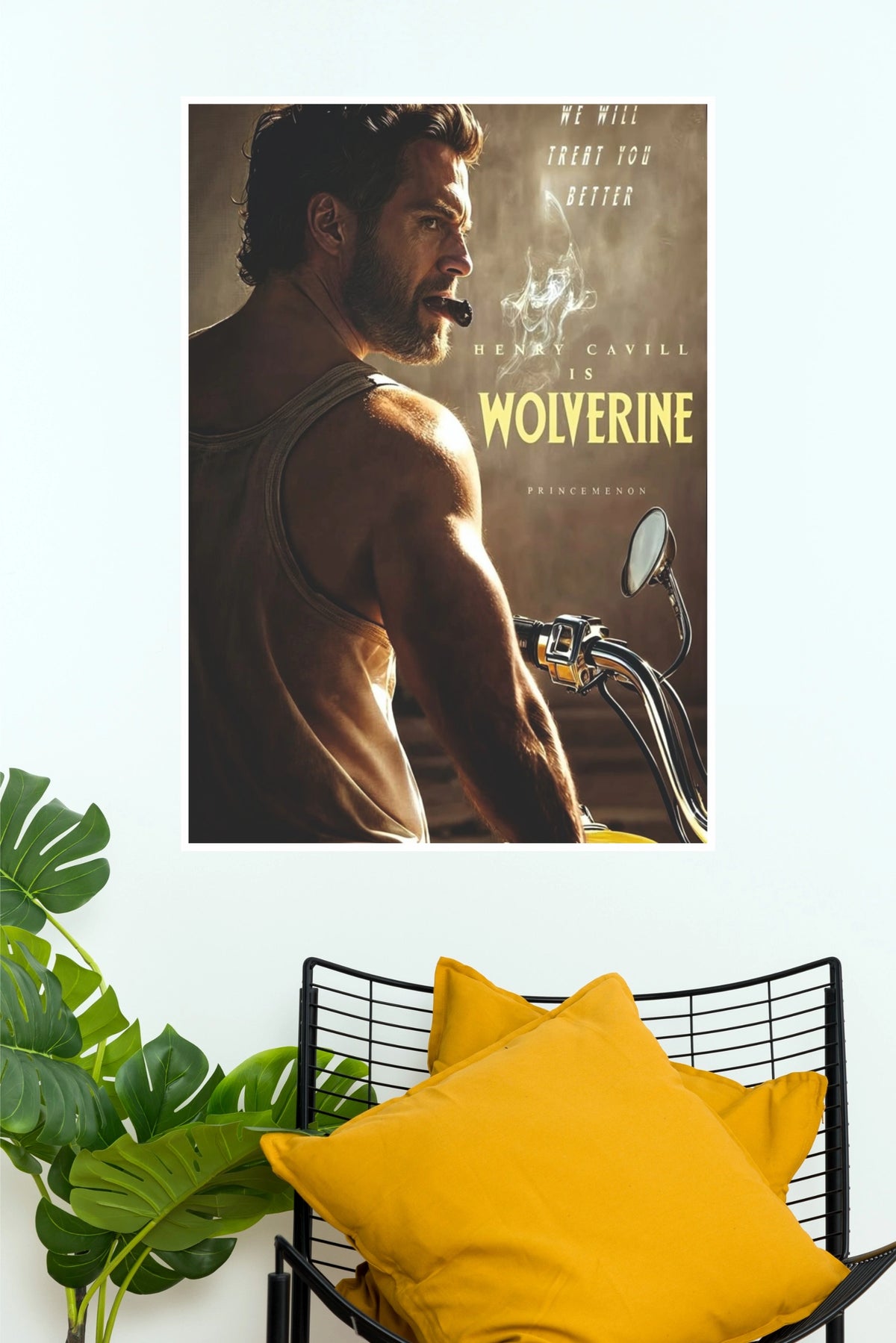Henry Cavill as Wolverine Concept Poster – Marvel Fan Art Motorcycle Wall Print (Hollywood Poster)