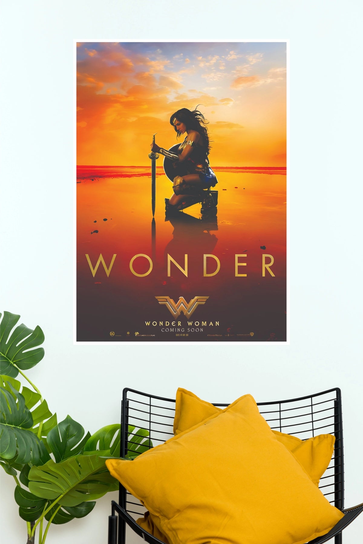 Wonder Woman Sunset Kneeling Sword Poster – Gal Gadot DC Superhero Wall Art Print (Hollywood Poster)