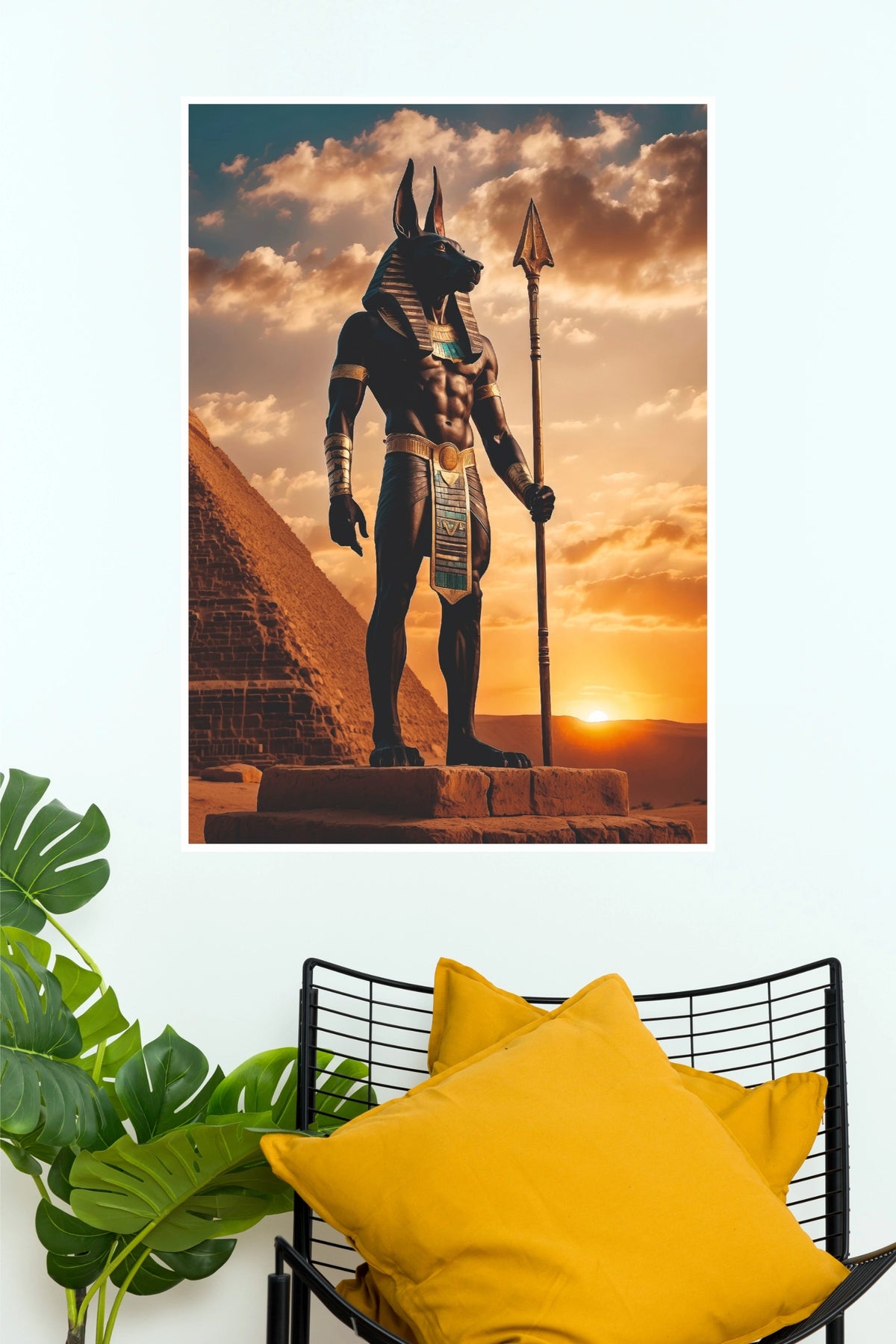Anubis Egyptian God Poster – Ancient Egypt Pyramid Sunset Wall Art  (Series  Poster)