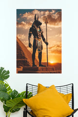 Anubis Egyptian God Poster – Ancient Egypt Pyramid Sunset Wall Art  (Series  Poster)