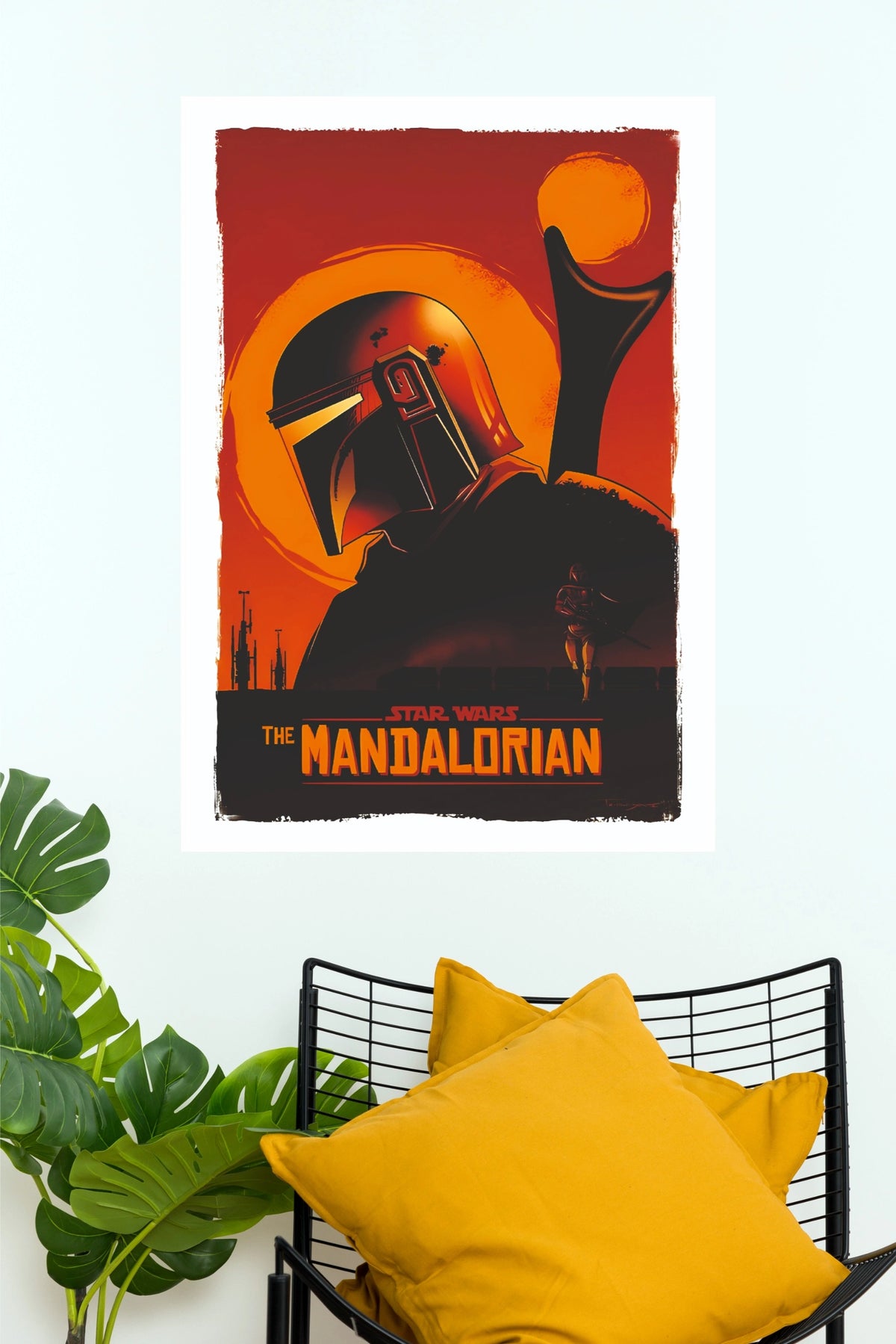 The Mandalorian Retro Sunset Wall Art Poster  (Series  Poster)