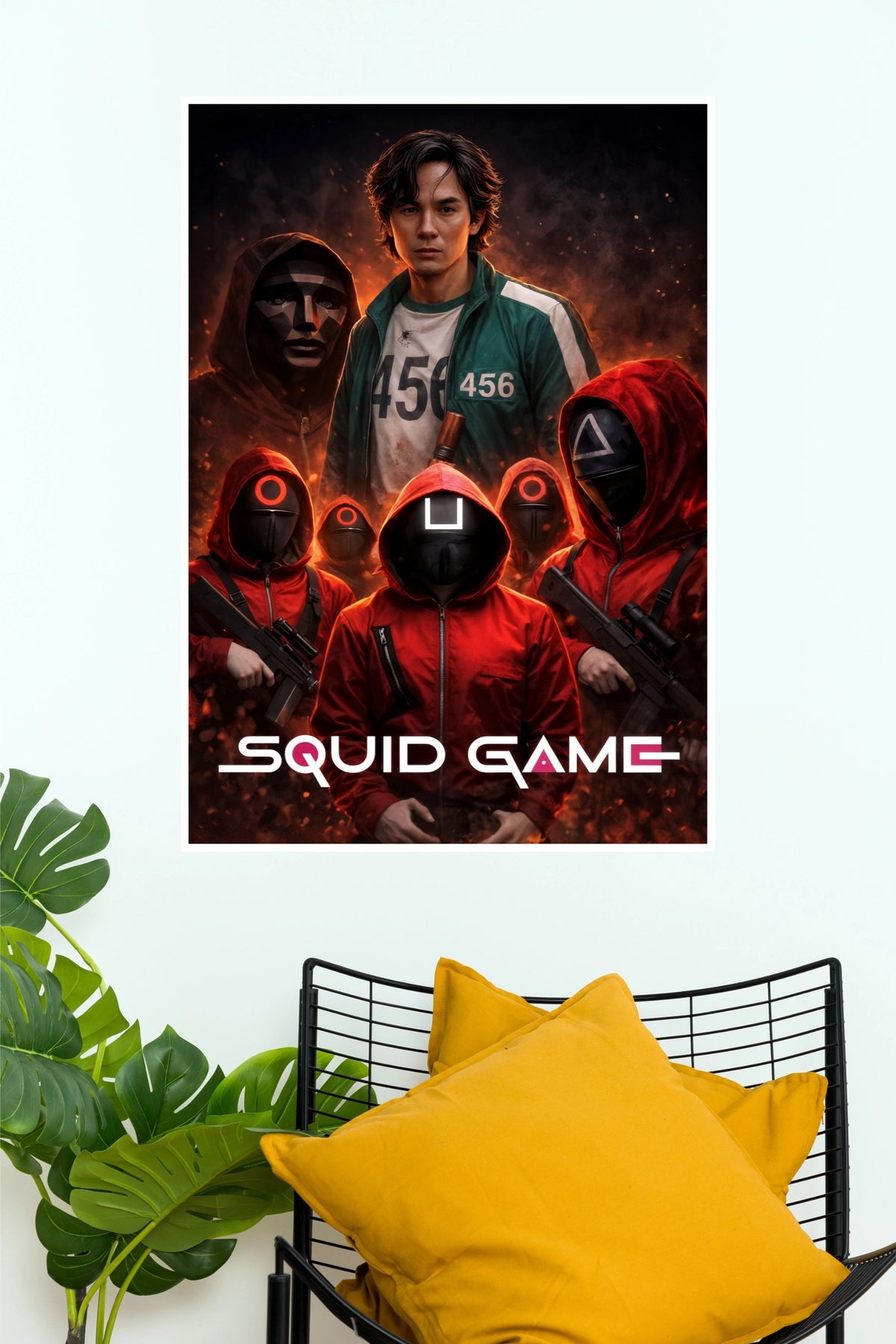 Squ  id Game Inspired Poster – Player 456 & Red Guard Survival Game Wall Art(Series  Poster)