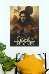 Game of Thrones Vintage Fantasy Poster – Jon Snow & Dragon Wall Art  (Series  Poster)