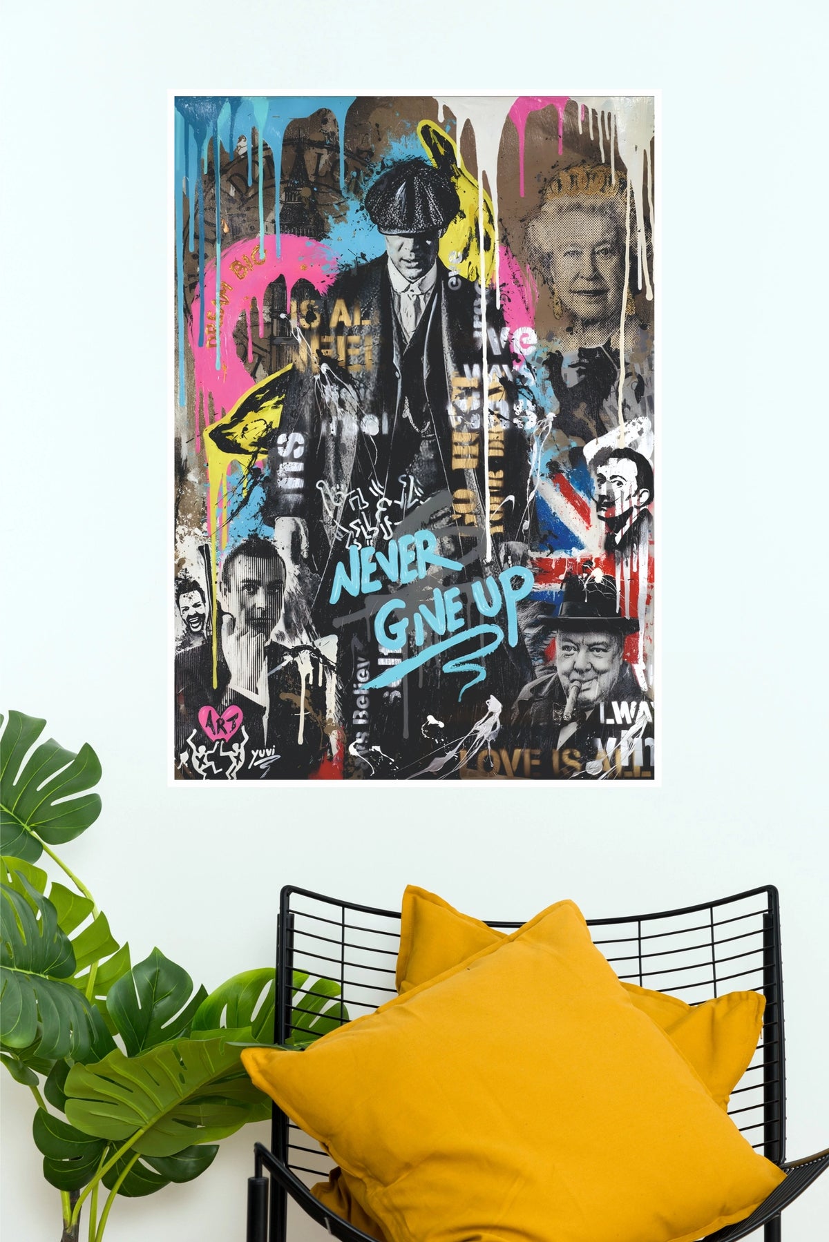 Never Give Up Vintage Collage Poster – Inspirational Retro Wall Art  (Series  Poster)