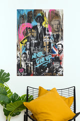 Never Give Up Vintage Collage Poster – Inspirational Retro Wall Art  (Series  Poster)