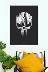 The Punisher Skull Poster – Minimalist Black & White Superhero Wall Art  (Series  Poster)