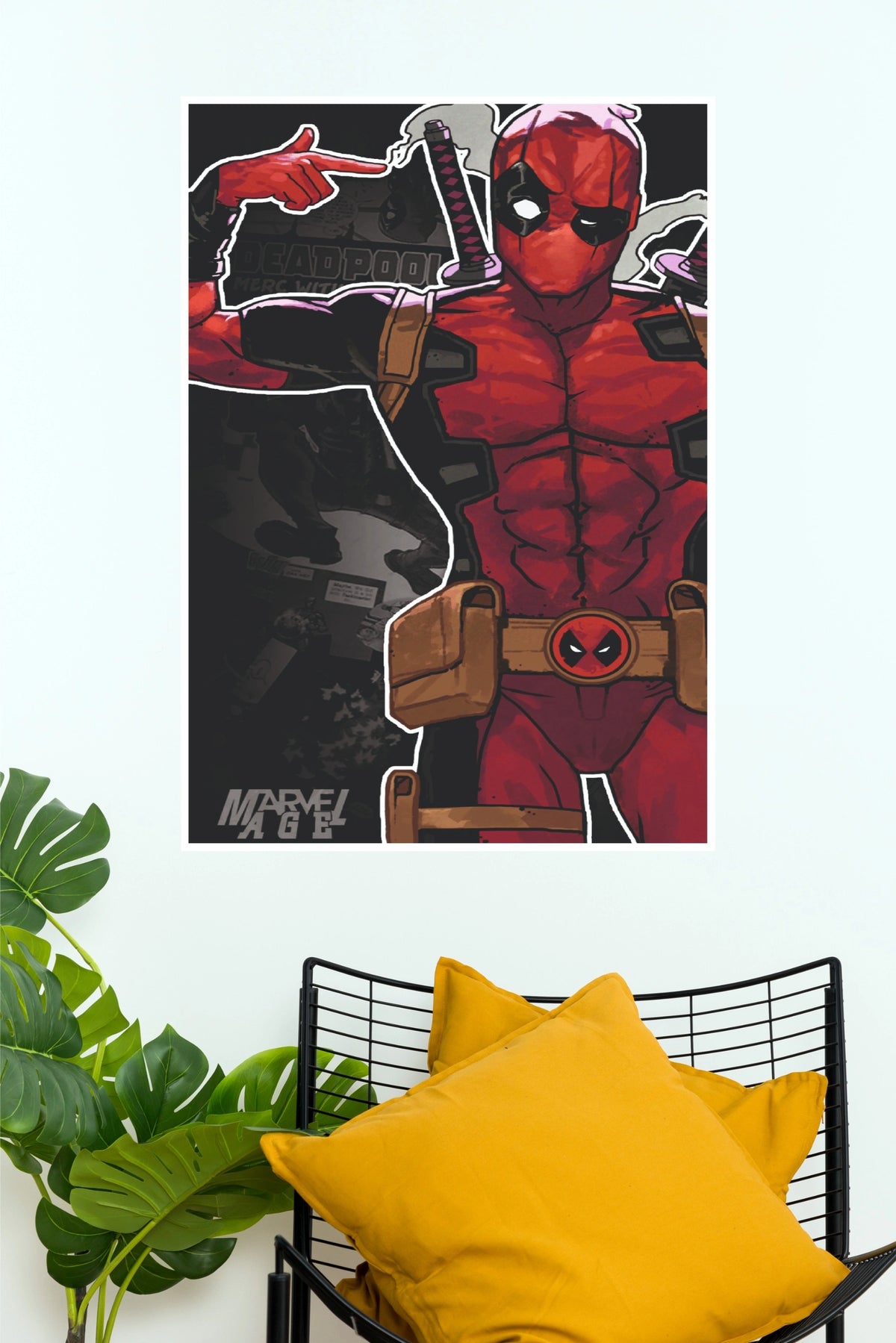 Deadpool Comic Art Wall Poster – Red Superhero Character Room Decor  (Super Hero Poster)