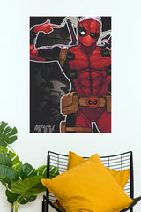 Deadpool Comic Art Wall Poster – Red Superhero Character Room Decor  (Super Hero Poster)