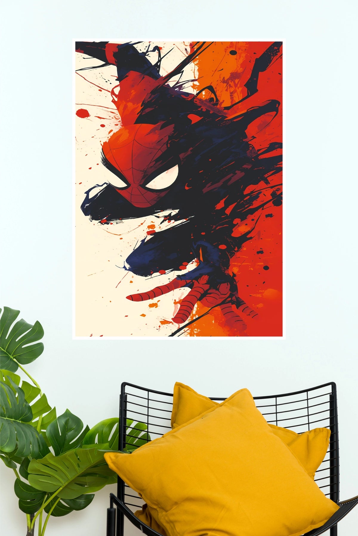 Spider-Man Abstract Comic Art Poster – Red & Black Urban Superhero Wall Decor  (Super Hero Poster)