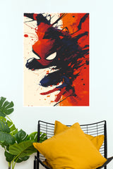 Spider-Man Abstract Comic Art Poster – Red & Black Urban Superhero Wall Decor  (Super Hero Poster)