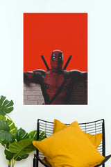 Deadpool Breaking the Fourth Wall Wall Poster – Bold Red Superhero Art Print  (Super Hero Poster)