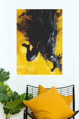 Batman Bruce Wayne Dynamic Action Wall Poster – Yellow & Black Comic Art Print (Super Hero Poster)