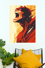 Red Werewolf Comic Poster | Fierce Animal Character Wall Art  (Super Hero Poster)