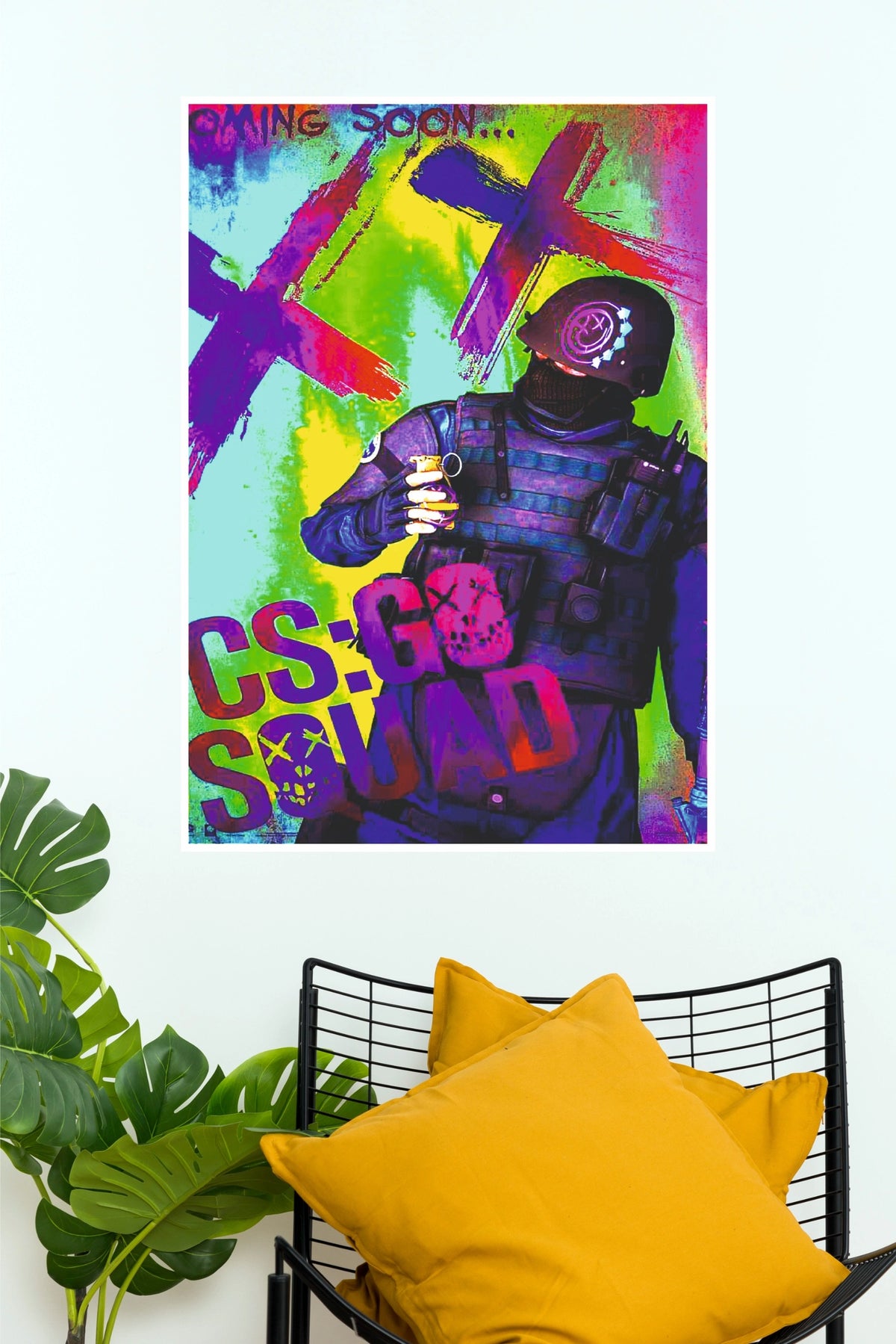Counter Strike Gaming Poster | Tactical Soldier Neon Wall Art (Super Hero Poster)