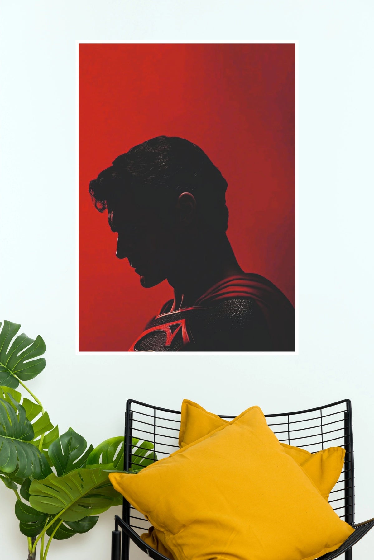 Red Shadow Superhero Silhouette Poster – Dark Comic Style Wall Art  (Super Hero Poster)