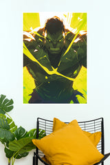Gamma Titan Rage Poster – Powerful Green Superhero Comic Wall Art (Super Hero Poster)