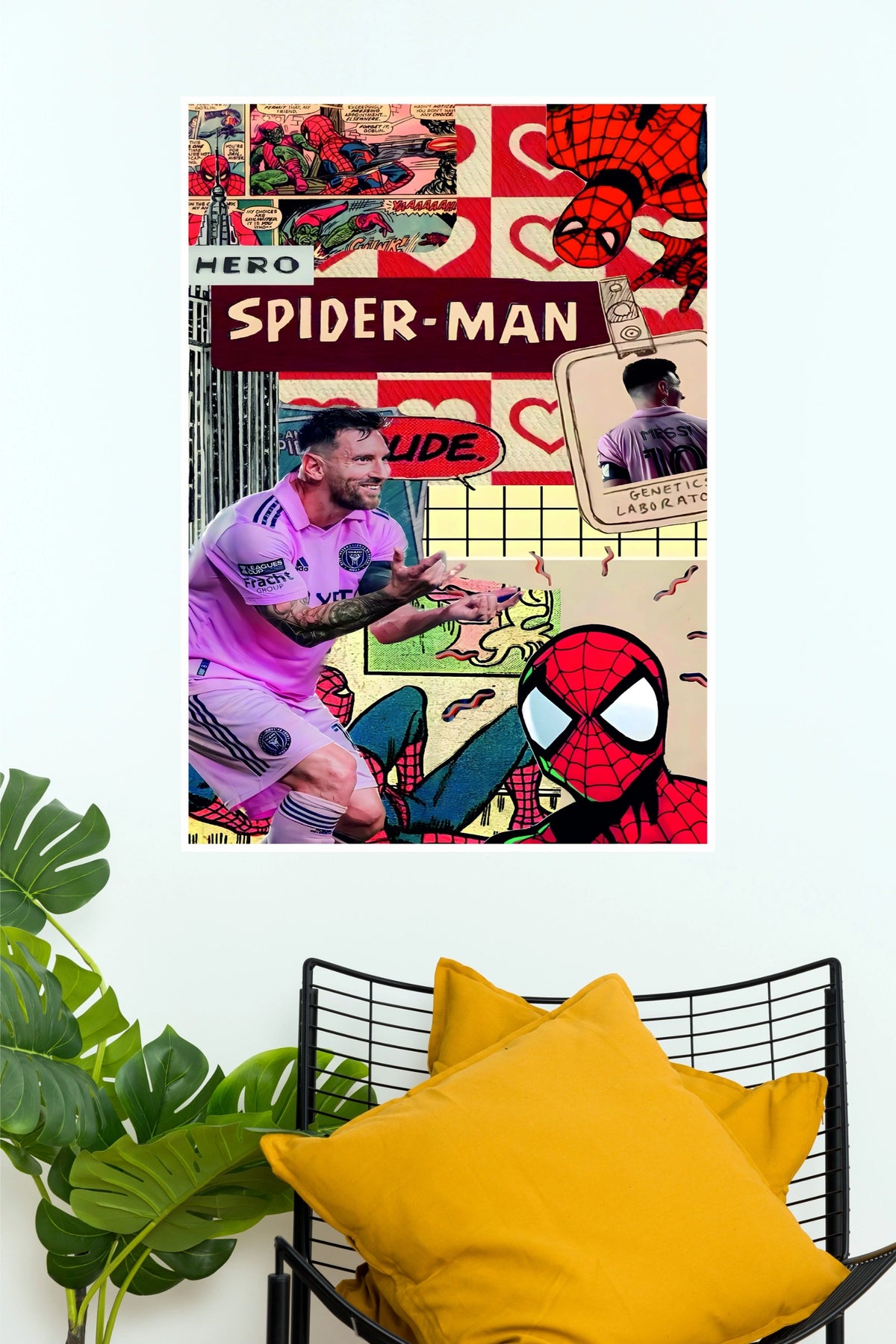 Spider-Man Football Star Pop Art Wall Poster – Comic Inspired Sports Collage (Super Hero Poster)