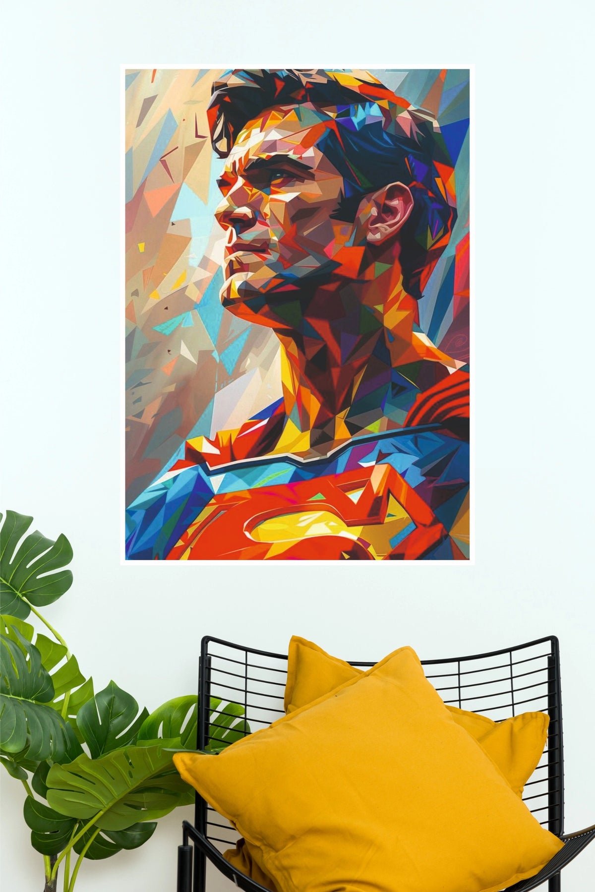 Abstract Human Portrait Geometric Wall Art – Vibrant Modern Contemporary Poster (Super Hero Poster)