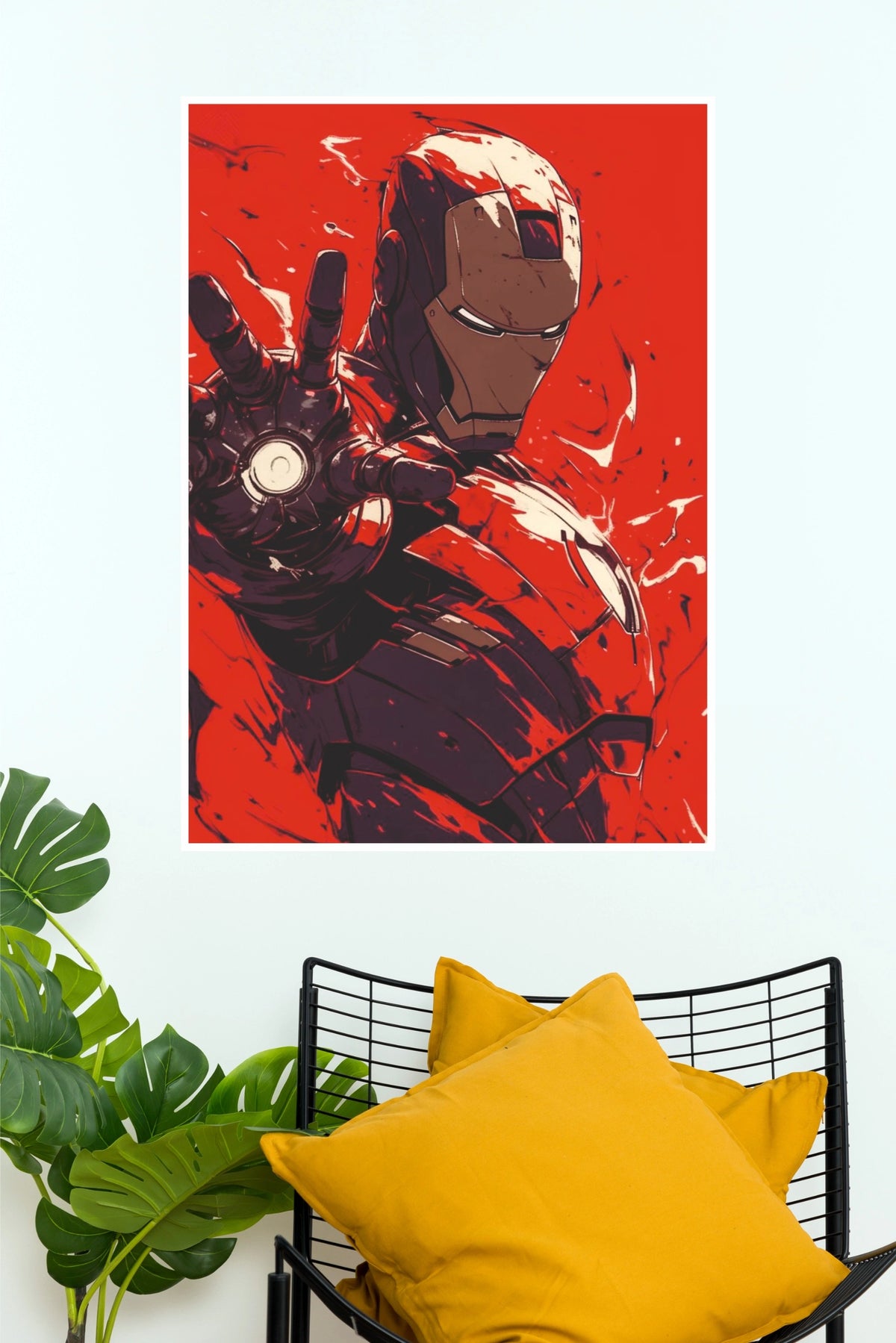 Iron Man Red Armor Pop Art Wall Poster – Futuristic Superhero Comic Decor (Super Hero Poster)