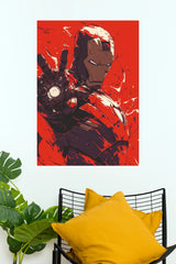 Iron Man Red Armor Pop Art Wall Poster – Futuristic Superhero Comic Decor (Super Hero Poster)