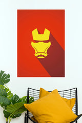 Iron Man Minimalist Helmet Wall Art Poster – Red & Gold Superhero Decor (Super Hero Poster)