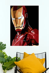 Iron Man Low Poly Geometric Wall Art Poster – Red & Gold Superhero Decor  (Super Hero Poster)
