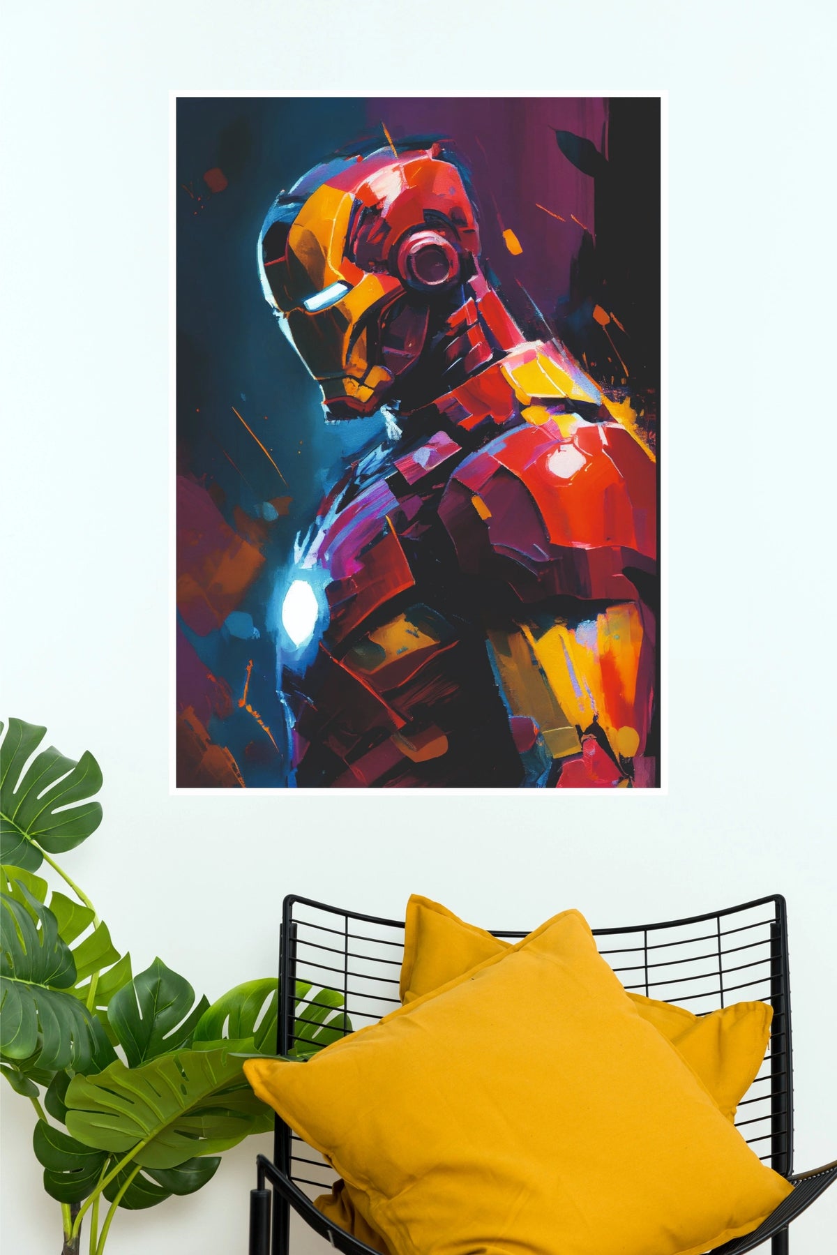 Iron Man Futuristic Armor Pop Art Wall Poster – Vibrant Red & Gold Superhero Decor  (Super Hero Poster)