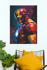Iron Man Futuristic Armor Pop Art Wall Poster – Vibrant Red & Gold Superhero Decor  (Super Hero Poster)