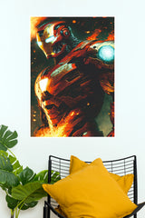 Futuristic Iron Man Armor Poster – Fiery Red & Gold Superhero Wall Art (Super Hero Poster)