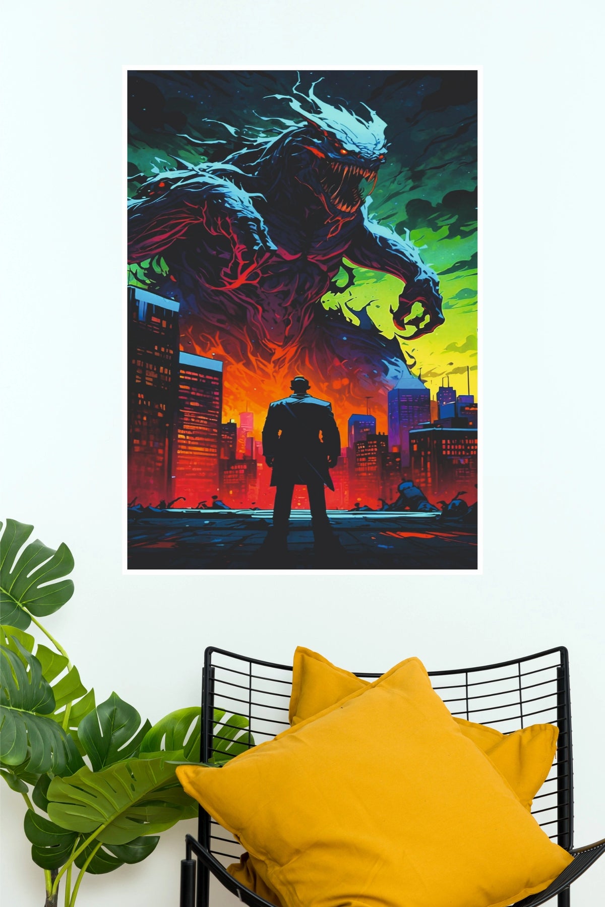 Kaiju Monster vs City Poster – Giant Creature Apocalypse Wall Art (Super Hero Poster)