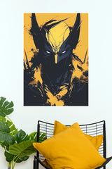 Dark Bat Hero Poster – Yellow & Black Comic Style Wall Art   (Super Hero Poster)