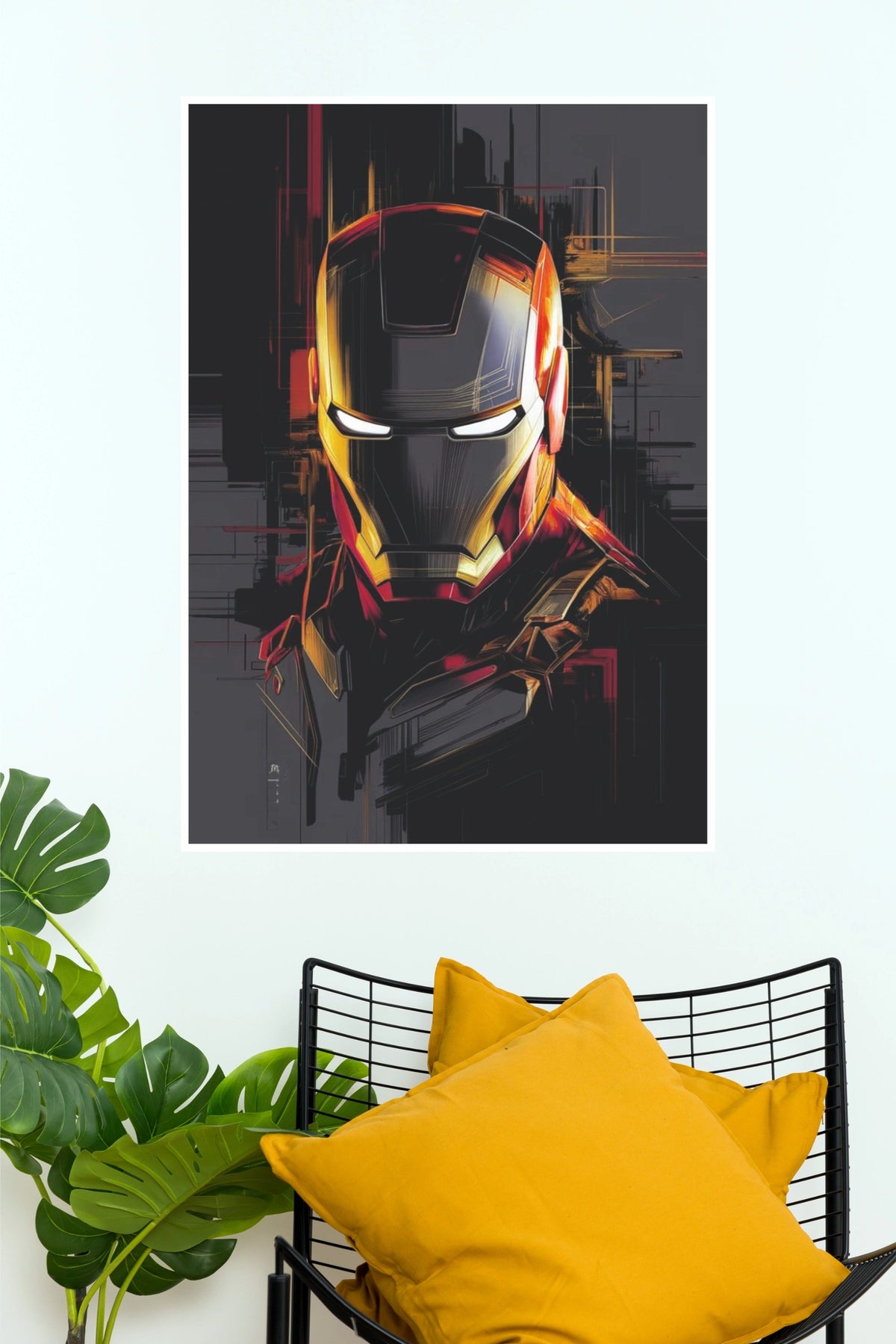 Iron Man Inspired Futuristic Hero Wall Poster – Red & Gold Tech Armor Artwork  (Super Hero Poster)