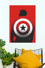 Captain America Shield Silhouette Superhero Wall Art Poster (Super Hero Poster)