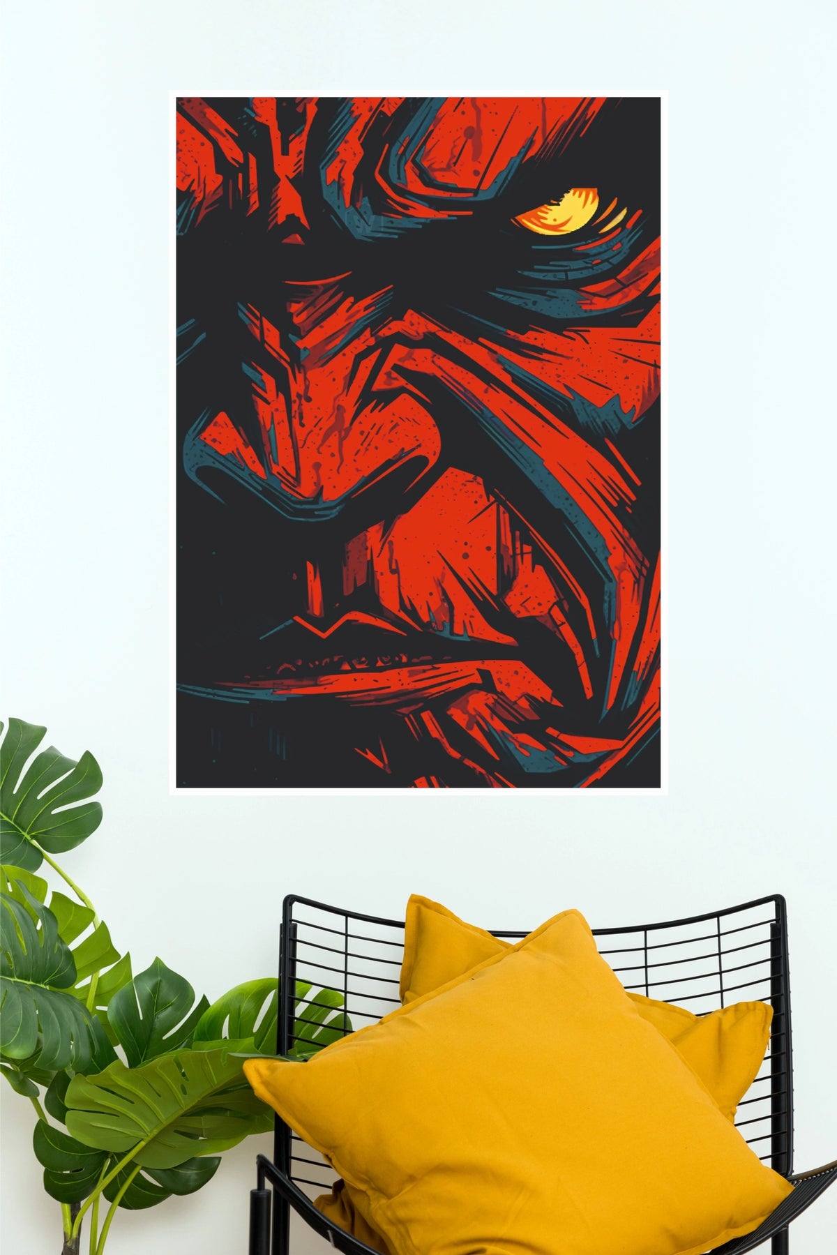 Red Shadow Beast Abstract Comic Art Wall Poster   (Super Hero Poster)