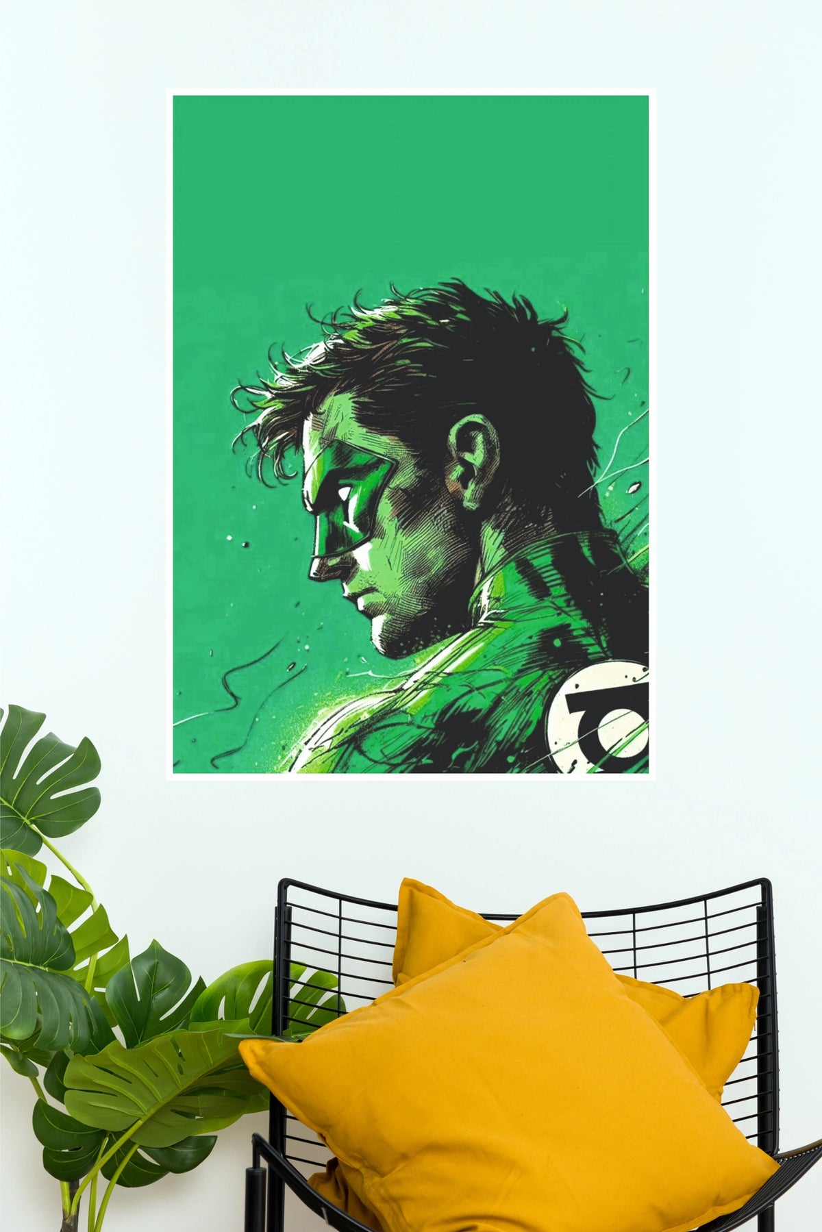 Green Masked Hero Comic Style Wall Poster  (Super Hero Poster)